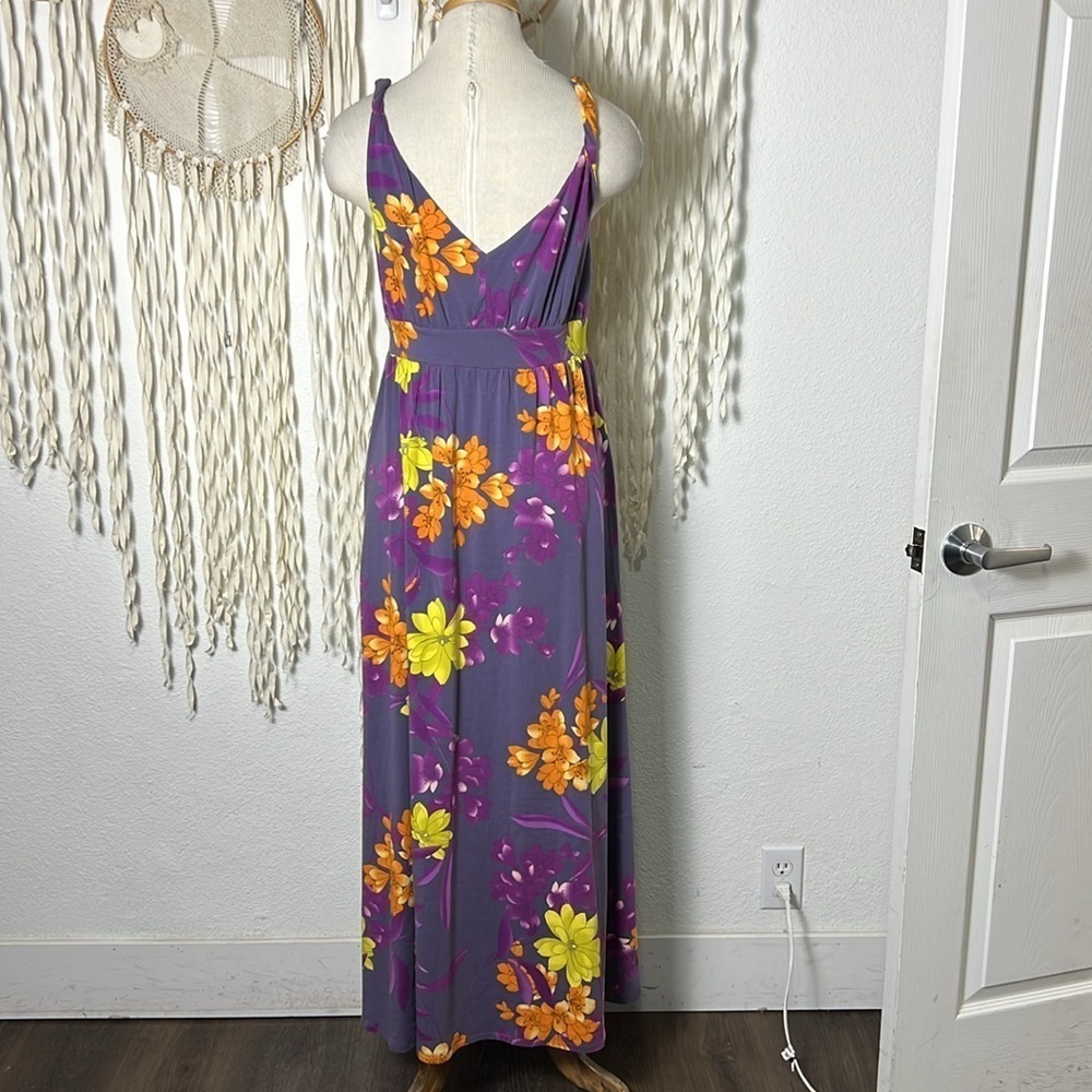 Garnet Hill Twist Strap Purple Floral Maxi Dress Size Small - Picture 6 of 11